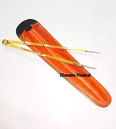 Mahira Nautical Navigation Compas Brass & Steel with Leather Cover B