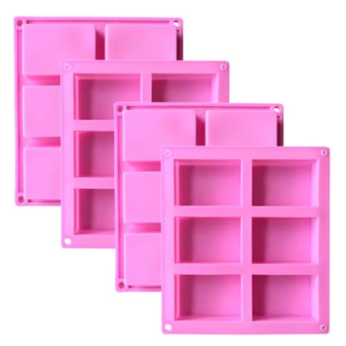 4-Piece Rice Snacks Molds Set - 6-Cavity Non-Stick Trays for Rice Krispies Treats, Chocolate, Brownie, Cornbread & Pudding | Candy & Baking Supplies for DIY Desserts