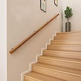  MANG Holz Handlauf Treppengeländer 50-350cm Wandhandlauf Wohnung Geländer Bausatz Massivholz Treppen Brüstung Seitenmontage Mit Halter