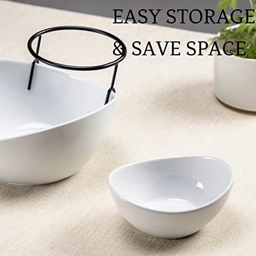 UNICASA Serving Bowls Set, 2 Tier Chip and Dip Bowls with Metal Rack Stand for Fruit, Salad, Candy, Snacks - Ceramic Tiered Appetizer Serving Dishes Food Display Stand for Parties, Kitchen by UNICASA - Image 7