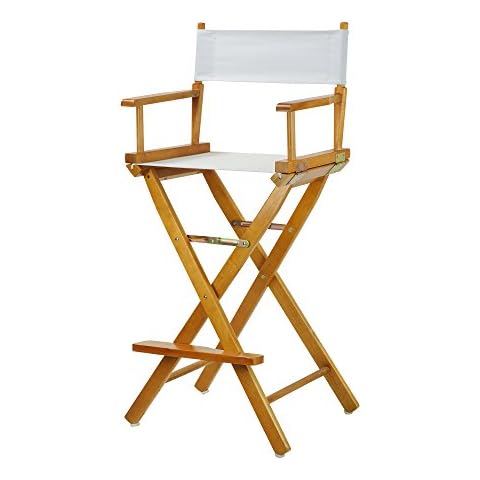 Casual Home 30" Director's Chair Honey Oak Frame-with White Canvas, Bar Height Cover