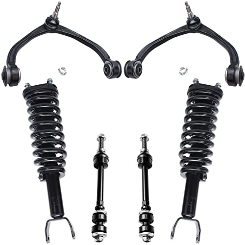 Image of Detroit Axle - 4WD Front End Suspension Kit for 2005-2009 Dodge Dakota Mitsubishi Raider 2 Ready Struts w /Coil Spring Assembly 2 Upper Control Arms w /Ball Joints 2 Sway Bars 2006 2007 2008 Replacement