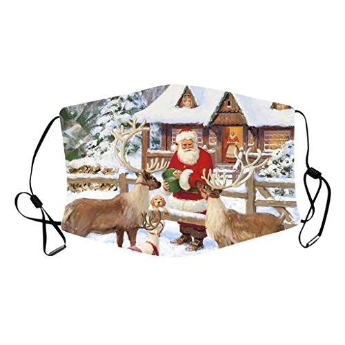Preisvergleich Produktbild Sannysis Weihnachten Mundmaske, Mundschutz mit Motiv Waschbar Stoff Atmungsaktive Staubdicht Mund und Nasenschutz Halstuch für Damen Herren (F1)