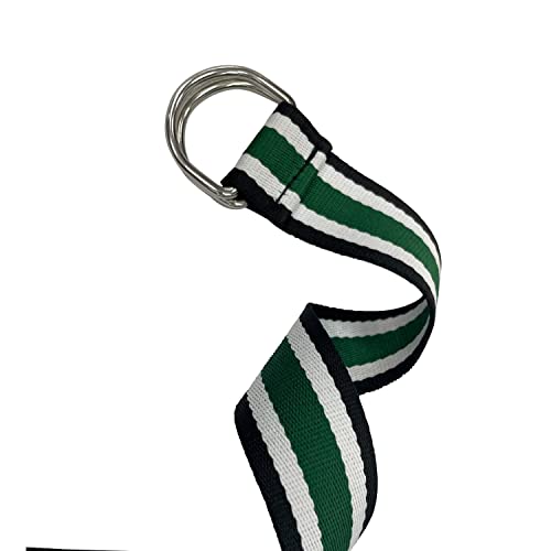 Canvas Belt with Double D - Ring Buckle for Men & Women, Waistband Braided Webbing Belt, Tri-Colour, 34mm Wide3