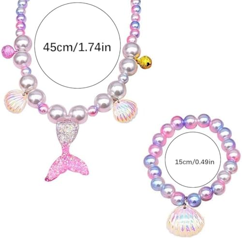 Image of FancyDressWale Mermaid Jewelry Kit Shell Necklace, Bracelet, Ring, Earrings, and Organza Bags - Perfect for Mermaid Party Costume Accessories. Cute Style, Plastic and Organza.