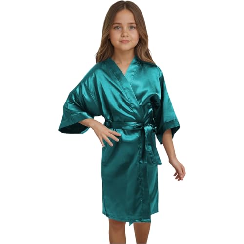 Generisch Niños Niñas Como Satén Kimono Bata Para Spa Boda Cumpleaños Fiesta Niño Niños, verde, 11-12 años