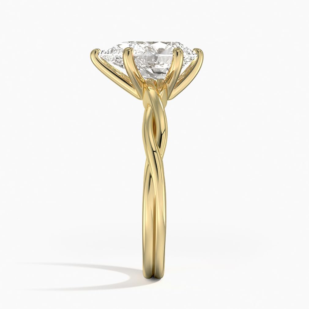 4 CT Pear Cut Twisted Vine IGI Certified Engagement Ring 10K 14K 18K Solid Yellow Gold, EF, VVS1-2 Solitaire Lab Grown Diamond Ring for Women - GZFK56PT144618