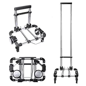 AWOKZA Folding Hand Truck Cart,Telescoping Handle Heavy-Duty Luggage Cart with Bungee Cord and Detachable Waterproof Bag,70Kg Capacity Hand Cart for Multi-Use