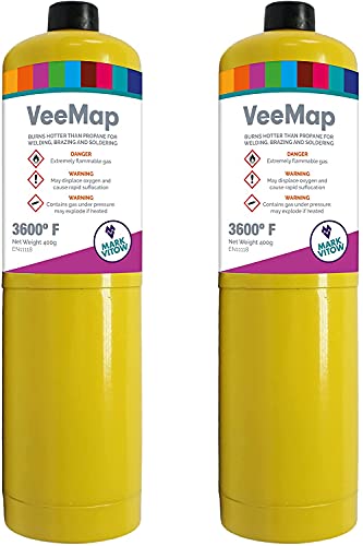 2 x Mark Vitow VMAP VeeMap MAPP Style Gas Cylinder Yellow 400g