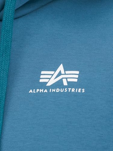 Alpha Industries Basic Hoody Small Logo Kapuzensweat für Herren Vintage Marine – Ansicht 4