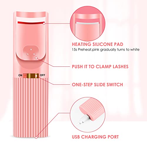 Heated Eyelash Curlers,Electric Eyelash Curler,Usb Rechargeable Heated Lash Curler For Natural Lashes, Long Lasting Usb Rechargeable Electric Curled Eyelashes Last-All Day 2023 Upgrade Model #TOP3