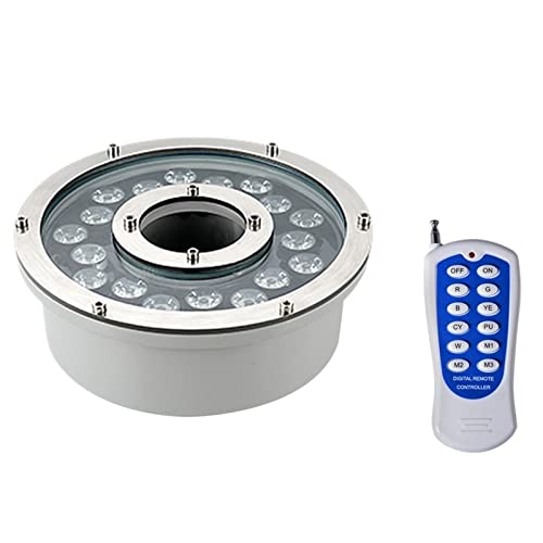 HLJPL LED-Ring-Unterwasser-Brunnen-Licht, RGB-Farbwechsel Fernbedienung Wasserdicht IP68 Unterwasser-Landschaftsscheinwerfer für Gartenbrunnenbeleuchtung (Größe : 18W, Stromspannung : AC 12V) Cover