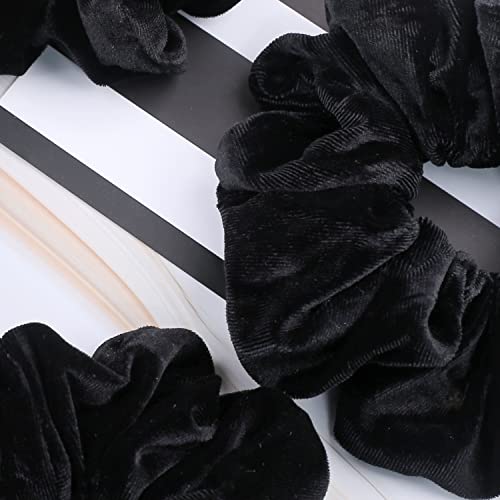 VENUSTE Big Scrunchies for Women Thick Hair Premium Velvet Extra Large Scrunchy Elastic Hair Bands Accessories, 4 Pack (Black) - Image 3