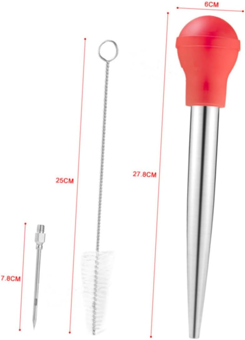 1set Stainless Steel Turkey Baster Marinade Pump Seasoning Tube Bbq Injector Kit