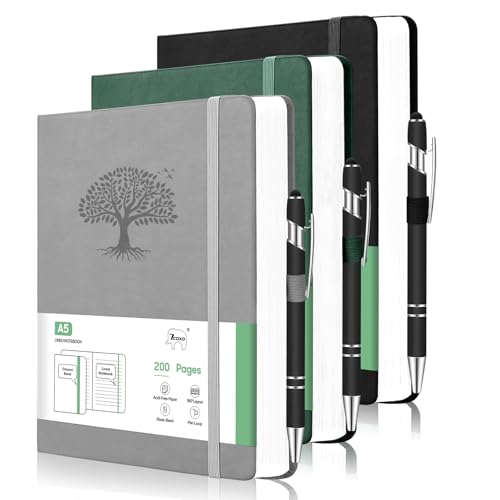 Carnets de travail en cuir A5 avec stylos lot de 3 notes de bureau