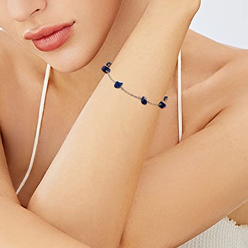 Aurianne Lapis Lazuli Anklet Sterling Silver Crystals Gemstones Anklet Beach Adjustable Foot Jewelry Gifts For Women Girls #TOP3