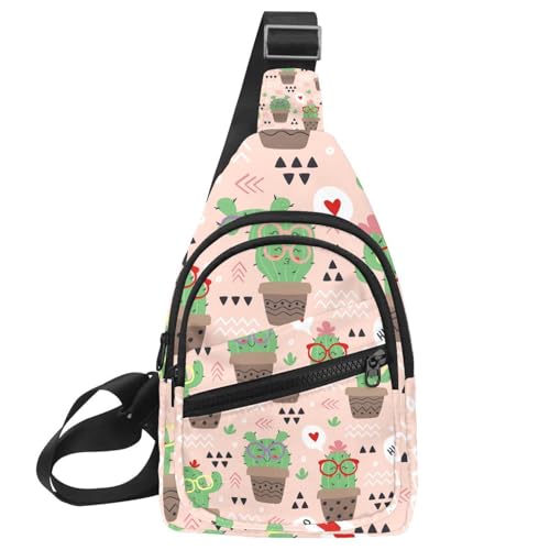 Sacoche bandoulière motif cactus homme sac de poitrine fun et étanche