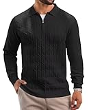 Ce polo à manches longues est doté d'un col polo classique, d'un quart de fermeture éclair, d'une couleur unie et de poignets et d'un ourlet élastiqués. Son motif côtelé unique lui confère un style plus dynamique et tendance qu'un polo classique