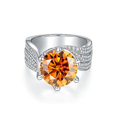 Bague de fiançailles Moissanite 5ct de couleur orange et clarté VVS1