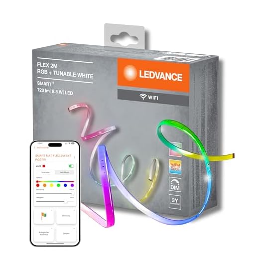Ledvance LED Smartes LED Lichtband mit WiFi Technologie für Innen, 2 Meter Länge, Lichtfarbe änderbar (2700-6500K), RGB Farben änderbar, Schutzart IP20, SMART+ FLEX MULTICOLOR
