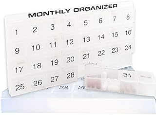 31 compartments, 1 per Day, 4 Week Monthly Pill Organizer by Promed. Includes