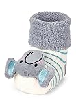 PRAKTISCHE DETAILS - Activity-Babysöckchen Elefant mit eingesetzter Rassel und Umschlag, mit Vollplüsch - unterstützen spielerisch die Entwicklung
