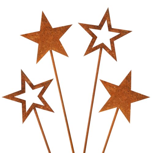 Gucass 4er Set Rost Sterne stecker Weihnachten Deko Outdoor...