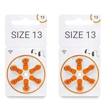 Hearing Aid Batteries- Size 13 (6 X 2 Pack) 12 Pcs Premium Hearing Aid Batteries Size 13 (Orange Tab) – Long Lasting Zinc Air, Mercury-Free, Compatible with Signia Hearing Aids