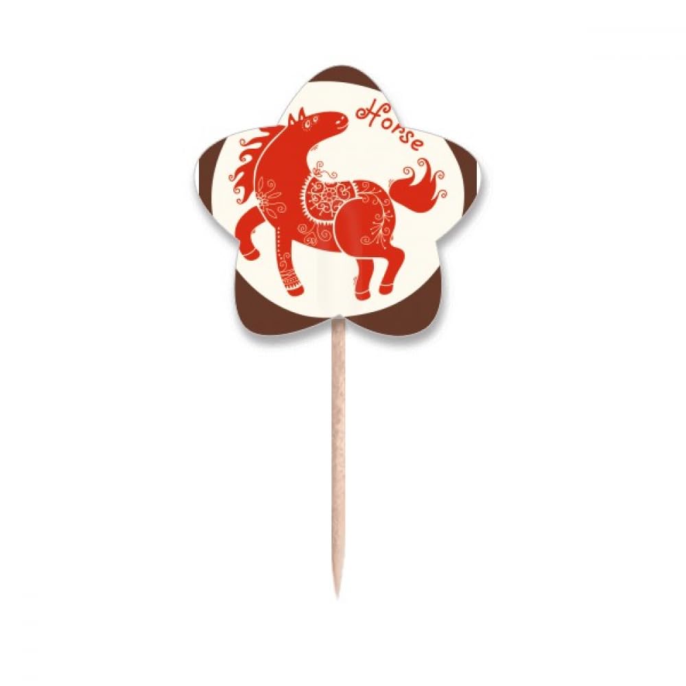 Pics à cupcakes Year of Horse rouge décoration pour offrir aux natifs
