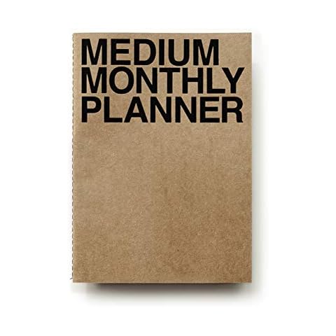 JSTORY Medium Monthly Planner Lays Flat Undated Year Round Flexible Cover Goal/Time Organizer Thick Paper Eco Friendly Customizable Stitch Bound A5 16 Months 150 GSM 18 Sheets Kraft Cover