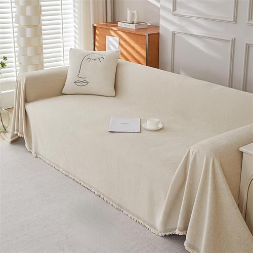 Housse de canapé en chenille 1 à 4 places avec franges