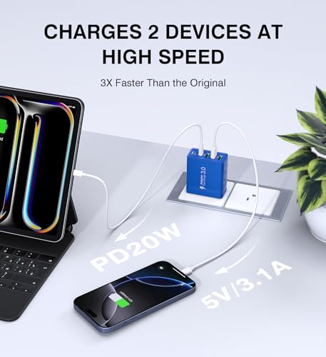 image for Dulums USB C Wall Charger, 50W USB C Charger Block 2-Pack 5-Port PD Fa