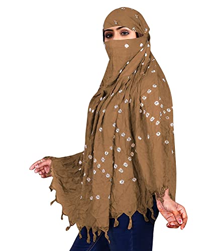 Image of Cotton Long Scarf Cum Mask Scarves Usable for Vehicle Driver | White Printed Design Fabric | Universal Size | Soft & Breathable Sun Protection | For Girl & Women