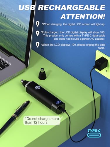 Image of Cleanfly Nose Hair Trimmer Rechargeable,Nose Trimmer Clipper Unisex,Painless USB Rechargeable Ear and Nose Clipper,Facial Hair Removal, Easy Cleaning,Dual Edge Blades,IPX7 Waterproof,Black