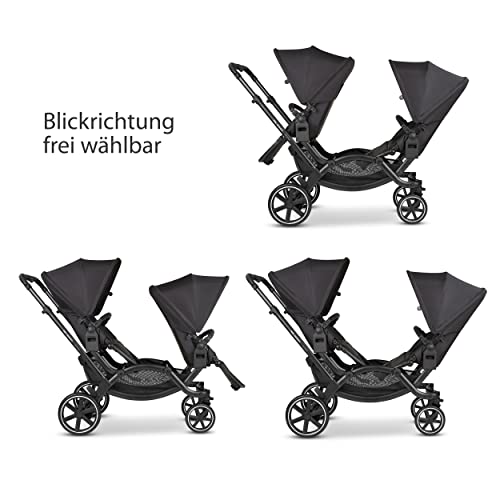 ABC Design Geschwisterkinderwagen Zoom - Zwillings- & Geschwisterwagen - inkl. 2x Buggy Sportsitz - Radfederung & höhenverstellbarer Schieber (ink)