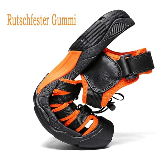 Trekkingsandalen Unisex Zyldk aus Leder für Herren und Damen in Orange