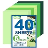 TUXIYA 40 Sheets 8.5" X 11" Colored Cardstock, 5 Assorted Green Card Stock