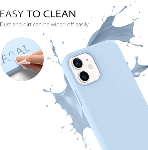 Image of DIZORO Microfiber Candy Case Compatible for iPhone 12 Mini Smooth Touch Cushion Liquid Soft Silicone Non-Slip Full Body Protective Shockproof Back Cover|5.4 inch|Solid (Sierra Blue)