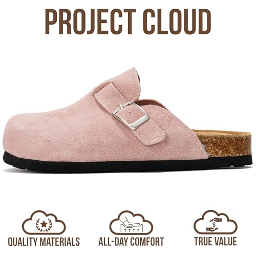 Image of Project Cloud Kids Clogs 100% Genuine Leather with Natural Cork Footbed & Memory Foam Insole Arch Support - Non-Slip Clogs for Kids - Slippers Sandals for Boys & Girls Footwear