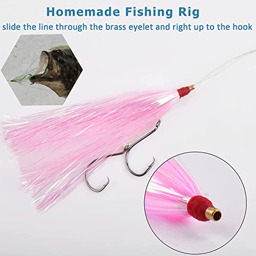 Fishing Mylar Flash Teaser Tail - 6Pcs/12Pcs Saltwater Bucktail Teaser, Bucktail Sliding Teaser For Teasers, Plugs, Fluke Rigs (Pink,12Pcs) #TOP15