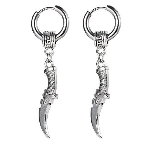 DWTao Personalized Men s  Women s Titanium Steel Earrings Silver Dagger   Antelope Horn Earrings (Dagger)