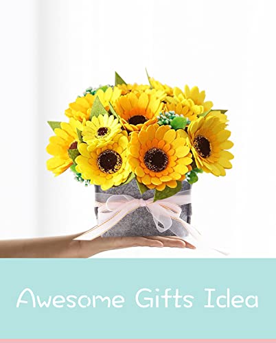 Image of BAZIMA DIY Felt Flower Art Craft Kit, Sunflower Pot Bonsai Kit, Floral Gifts, Beginner Craft Kit, Arrange Pre-Cut Flowers and Foliage