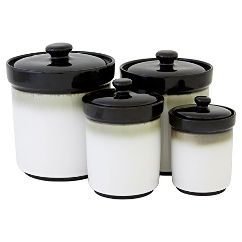 Sango Nova Black Canister (Set of 4), Dishwasher Safe, Microwave Safe