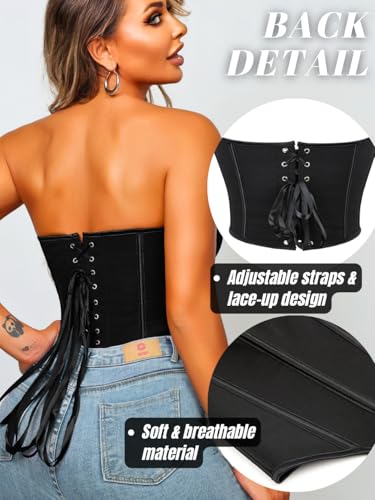 Image of ChiaoLezhee Heart Corset Top For Women, Sexy Concert Outfits Going Out, Strapless Crop Top, Overbust Bustier