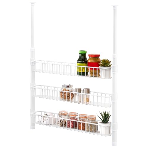 bremermann Teleskop-Gewürzregal, Teleskopregal mit 3 Korbablagen (Weiß)