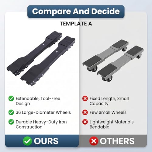 Curseur de déplacement d'appareils extensible robuste Zunate à roulettes noires - 5