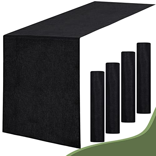 Mokohouse Burlap Table Runners 12 X 84 Inch 4 Pieces Black Jute Fabric Table Runners #TOP27