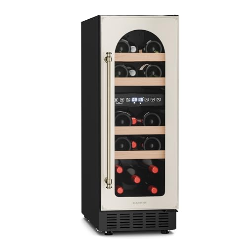 KLARSTEIN Vinovilla Victoria 17 Cantinetta Vino - 17 Bottiglie, Doppia Temperatura, 5-22°C, Porta in Vetro, Illuminazione LED, Silenziosa, Freestanding