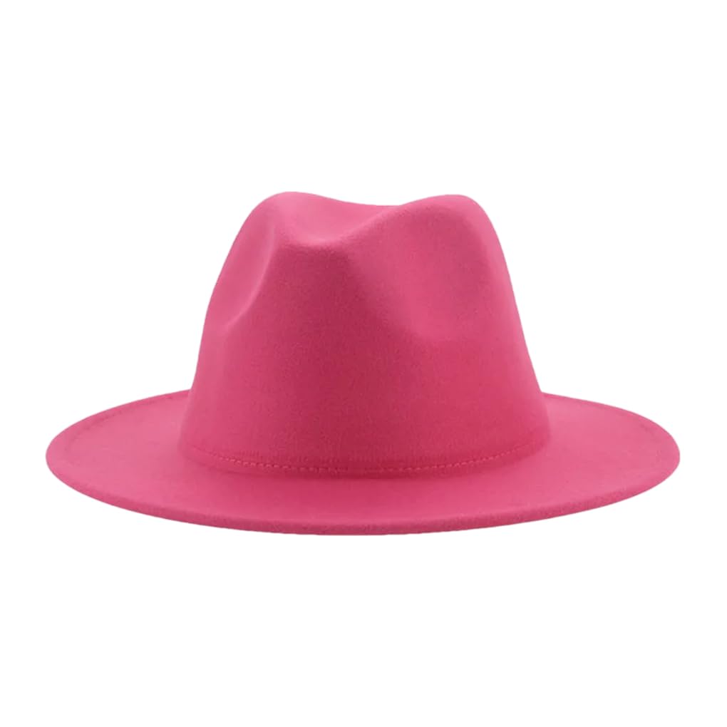 Fedora Cappello da donna invernale da uomo cappelli per le donne formali per matrimoni decorano Panama Cap Fedora rosa rossa 56-58 cm (adulti)