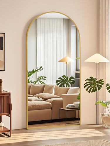 Image of 71 inchx32 inch Floor Mirror Full Length, Arched Full Length Mirror with Stand, Large Full Body Mirrors for Bedroom Living Room or Cloakroom Gold